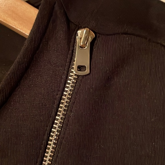 Ann Taylor 8 Black Dress over-knee, Full Length Gold Zip Front closure sleeves - Picture 10 of 13